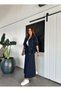 Qimene Women's Waist Lace up Large Pocket Jacket Long Skirt Two Piece Suit - 6