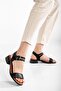 Women's Genuine Leather Strappy Low Heel Sandals - Black - 2