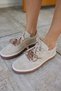 Paok Women Beige Real Suet Double Lace Detail Sneaker - 7