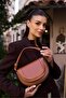 Tan Women's Contrast Stitched Cross Strap Hand and Shoulder Bag - 5