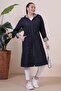Women's Long Hijab Trenckot Large Size Zippered Trenc - 6