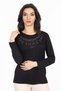 New Model Stone Embroidered Round Collar Lycra Mother's Combed Cotton Blouse 6420 - 6
