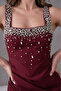 Women Stone Detailed Strap Long Evening Dress Nbs9367 - 3