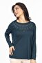New Model Stone Embroidered Round Collar Lycra Mother's Combed Cotton Blouse 6420 - 3