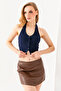 Women's Corded Vest - Halter Neck, Button Closure and Navy Blue 25Y 2425 - 4