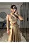 Kahlan Beige Elastic Waist Raw Linen Fabric Skirted Blouse Set - 3