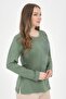Women's Middle Age and Above Viscose Spiral Pattern Stone Embroidered Lycra Green Mother Combed Cotton Blouse - 2