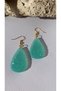 Serrated Crystal Pattern Water Green Color Gold Accessory Large Size Drop Shape Epoxy Earrings Handmade