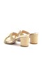 Stone Detailed Thick Heeled Slippers with Gold Stones (Gold Stone) - 4