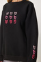 Heart Embroidered Rose Gold Sweatshirt Black Low0018 - 6