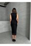 Women's Black Tulle Sleeveless Dress - 5