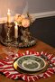 Placemat Oval 2pcs Striped Ruffled Vintage Red - 3