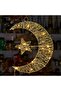 Battery-powered Crescent and Star Decoration, Diameter 50cm