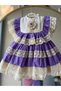 Girl's Purple Vintage Concept Antiallergic Cotton Fabric Party Birthday Evening Dress + Buckle - 5