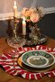 Placemat Oval 2pcs Striped Ruffled Vintage Red - 2