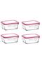 Fresco Pink Lid 4-Piece Storage Container Breakfast 400cc Frs-237