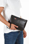 Vegan Leather Handbag Black Wrist Strap Bag - 2