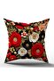 Punch Embroidery Pattern Digital Printed 4-Piece Throw Pillow in Black Red Colors - Pillow Case Luxury Velvet - 6