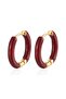 Colorful Enamel Gold Color Small Hoop Steel Earrings - 5