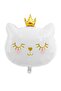 White Cat Gold Crown Foil Balloon 60 cm