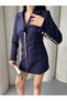 Trend Women's Gold Snap Detailed Design Long Blazer Jacket - 7