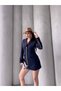 Trend Women's Gold Snap Detailed Design Long Blazer Jacket