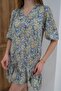 Green Patterned Satin Dress - 4