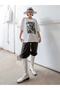 Plus Size Cosiness Printed Gray Oversize T-shirt - 6