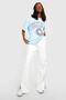 Plus Size Baby Blue Berkeley Printed Oversize T-shirt - 3