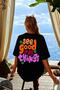 Women's Black See Good Oversize Printed T-shirt - 2