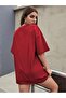 Plus Size Red No' Thanks Printed Oversize T-shirt - 2
