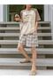 Women's Beige Beverages Nice To Drink Printed Sleeves Black Oversize T-shirt - 4
