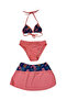 Glowzia Closed Pink Girls Bikini Set with Skirt