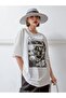 Plus Size Cosiness Printed Gray Oversize T-shirt - 2