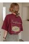 Plus Size Claret Red Fructification Printed Oversize T-shirt