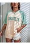 Plus Size Beige Color Sleeve Brooklyn Printed Oversize Unisex T-shirt - 4