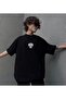 Disaster Printed Oversize Unisex Cotton Black T-shirt - 2