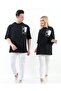 Signature And Flower Printed Oversize Cotton Unisex T-shirt - 4