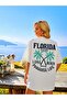 Plus Size Florida 'paradise Life' Front and Back Printed Oversize Ecru T-shirt - 3