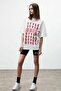 Plus Size Addict Style Printed White Oversize T-shirt - 4
