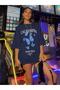 Plus Size Indigo California Butterfly Printed Oversize T-shirt - 3