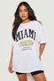 White Miami Florida United States Champions League Printed Oversize T-shirt