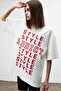 Plus Size Addict Style Printed White Oversize T-shirt