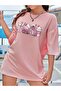 Plus Size 3 Glasses of Beverage Printed Oversize T-shirt - 3
