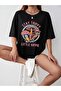 Stay Trippy Hippie Printed Oversize Crew Neck Summer Cotton Black T-shirt