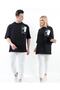 Plus Size Signature And Flower Printed Oversize Cotton Unisex T-shirt - 4