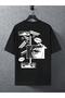 Japanese Camera Eye Detail Printed Oversize Crew Neck Summer Cotton T-shirt - 2
