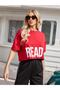 Ready Printed Red Oversize Crop T-shirt - 5