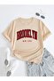 Plus Size Beige Brooklyn New York Red Printed Oversize Unisex Cotton T-shirt