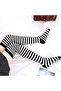 Special Series Women's Extra Long Black White Black White Striped Knee High Socks - 4